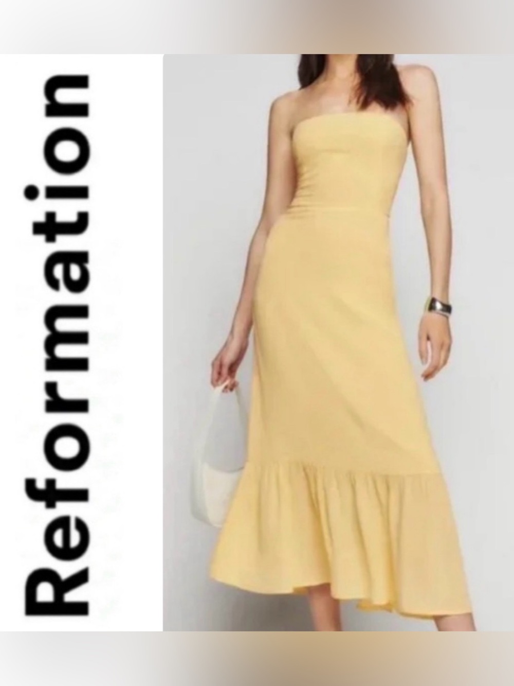 Reformation Arta strapless midi dress- size 10